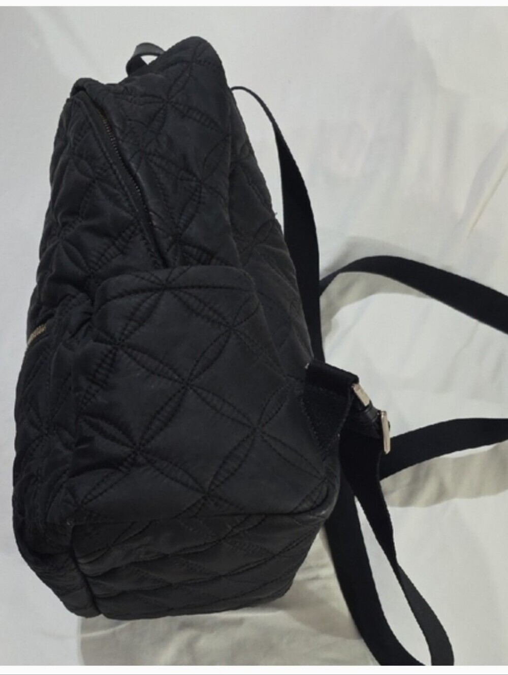 Kate Spade New York Black Quilted Nylon Backpack Gold Zip Travel Laptop Bag - Picture 4 of 10